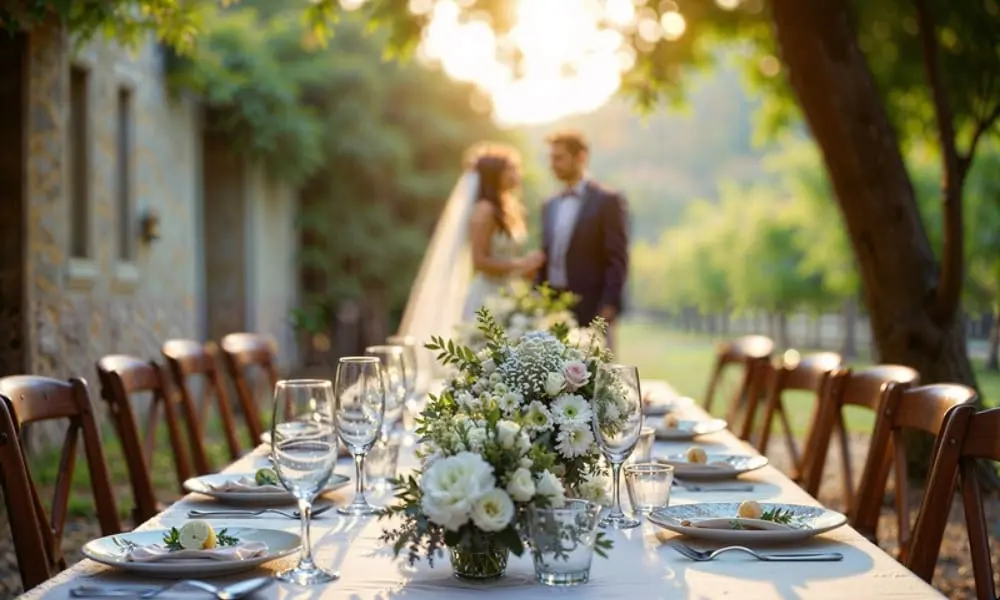 Festlich gedeckte Hochzeitstafel bei einer Feier mit Tamada Natali