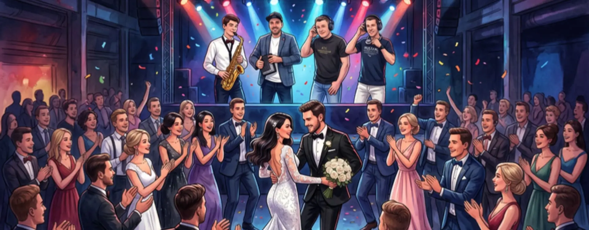WeddingBro DJs Header - WeddingBro Events Hochzeits-DJs von WeddingBro auf der Bühne