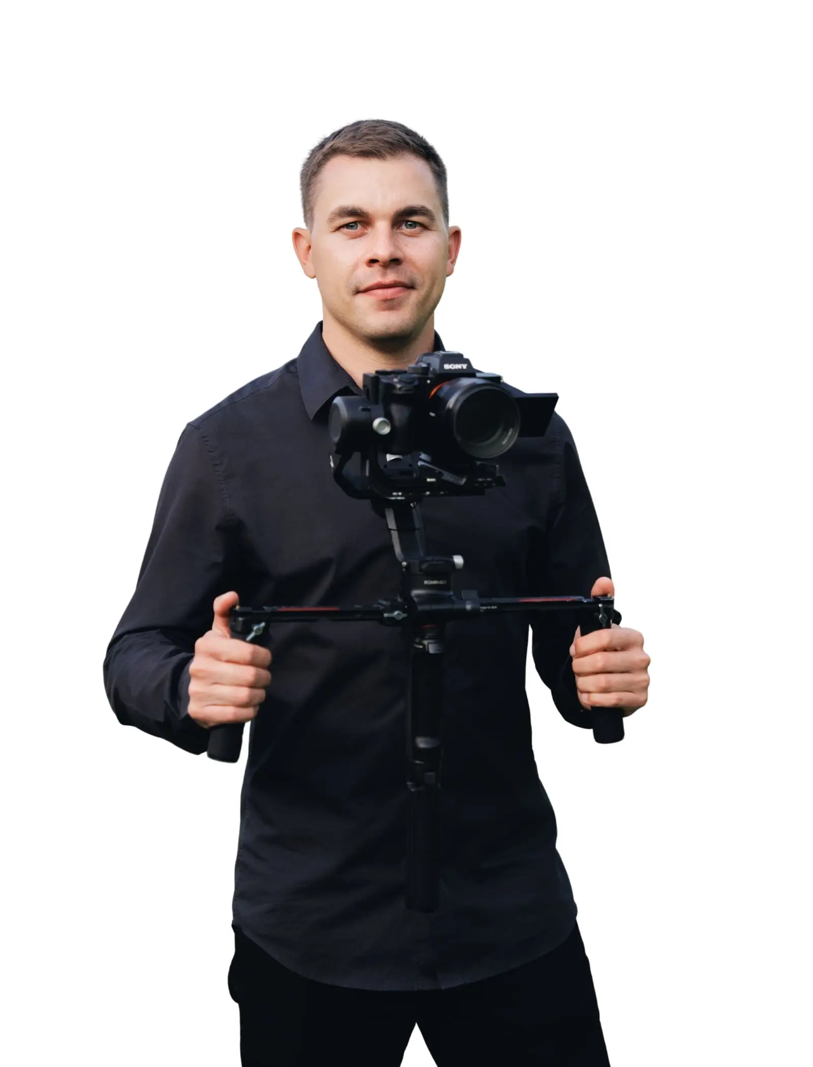 Videograf Valeri Profilbild - WeddingBro Events Videograf Valeri mit Kamera und Gimbal